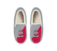 FOCO NCAA Unisex-Adult Officially Licensed Color Block Primary Logo Sherpa Lined Moccasin Slippers, Ohio State Buckeyes, 15-16 Women/13-14 Men