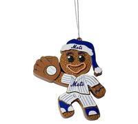 FOCO New York Mets Gingerbread Man Holiday Ornament - Officially Licensed Baseball Décor for Fans