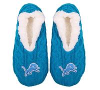 FOCO - NFL Big Logo Cable Knit Women's Footy Slippers, Detroit Lions, One Size