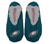 FOCO - NFL Big Logo Cable Knit Women's Footy Slippers, Philadelphia Eagles, One Size