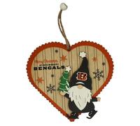 FOCO NFL Cincinnati Bengals Wooden Gnome Heart Ornament - Officially Licensed Holiday Decoration