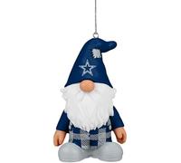 FOCO NFL Dallas Cowboys 3.5 Inch Resin Gnome Christmas Ornament - Plaid Overalls