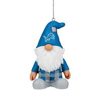 FOCO NFL Detroit Lions 3.5 Inch Resin Gnome Christmas Ornament - Plaid Overalls