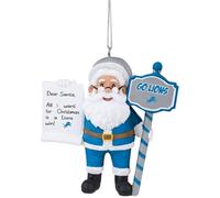 FOCO NFL Detroit Lions Santa with Scroll Christmas Ornament, Holiday Tree Decoration