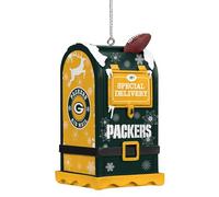 FOCO NFL Green Bay Packers Letters to Santa Mailbox Ornament, Holiday Tree Decoration