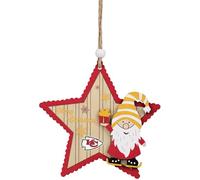FOCO NFL Kansas City Chiefs Wooden Star Ornament with Gnome - Officially Licensed Holiday Decoration