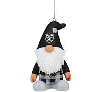 FOCO NFL Las Vegas Raiders 3.5 Inch Resin Gnome Christmas Ornament - Plaid Overalls