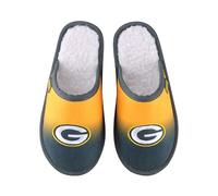 FOCO NFL Men's Official Primary Logo Embroidered Sherpa Lined Gradient Scuff Slide Slippers, Green Bay Packers, 11-12