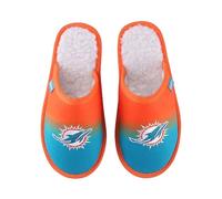 FOCO NFL Men's Official Primary Logo Embroidered Sherpa Lined Gradient Scuff Slide Slippers, Miami Dolphins, 11-12
