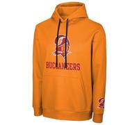 FOCO NFL Men's Official Sideline Throwback Retro Primary Logo Wordmark Performance Pullover Hoodie Sweatshirt, Tampa Bay Buccaneers - Orange, S