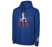 FOCO NFL Men's Official Sideline Throwback Retro Primary Logo Wordmark Performance Pullover Hoodie Sweatshirt, New England Patriots - Blue, L