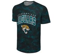 FOCO NFL Men's Officially Licensed Big Logo Wordmark Camo Performance Game Day Team Color Crewneck T-Shirt, Jacksonville Jaguars - Black, M