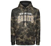 FOCO NFL Men's Officially Licensed Big Logo Wordmark Camo Performance Game Day Team Color Pullover Sweatshirt Hoodie, New Orleans Saints - Black, Large