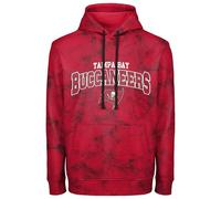 FOCO NFL Men's Officially Licensed Big Logo Wordmark Camo Performance Game Day Team Color Pullover Sweatshirt Hoodie, Tampa Bay Buccaneers - Red, Large