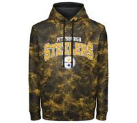 FOCO NFL Men's Officially Licensed Big Logo Wordmark Camo Performance Game Day Team Color Pullover Sweatshirt Hoodie, Pittsburgh Steelers - Black, Medium