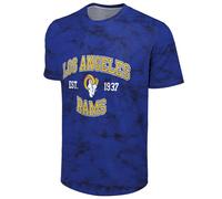FOCO NFL Men's Officially Licensed Established Wordmark Camo Performance Throwback Team Color Crewneck T-Shirt, Los Angeles Rams - Blue, M