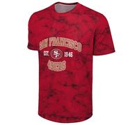 FOCO NFL Men's Officially Licensed Established Wordmark Camo Performance Throwback Team Color Crewneck T-Shirt, San Francisco 49ers - Red, XL