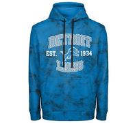 FOCO NFL Men's Officially Licensed Established Wordmark Camo Performance Throwback Team Color Pullover Sweatshirt Hoodie, Detroit Lions - Blue, Medium