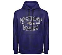 FOCO NFL Men's Officially Licensed Established Wordmark Camo Performance Throwback Team Color Pullover Sweatshirt Hoodie, Baltimore Ravens - Purple, Large
