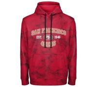 FOCO NFL Men's Officially Licensed Established Wordmark Camo Performance Throwback Team Color Pullover Sweatshirt Hoodie, San Francisco 49ers - Red, Medium