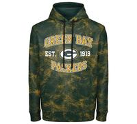 FOCO NFL Men's Officially Licensed Established Wordmark Camo Performance Throwback Team Color Pullover Sweatshirt Hoodie, Green Bay Packers - Green, XX-L