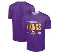 FOCO NFL Men's Officially Licensed Football Team Logo Wordmark Distressed Performance Team Color Crewneck T-Shirt, Minnesota Vikings - Purple, Large