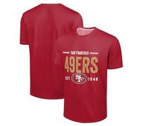 FOCO NFL Men's Officially Licensed Football Team Logo Wordmark Distressed Performance Team Color Crewneck T-Shirt, San Francisco 49ers - Red, Medium