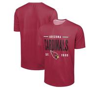 FOCO NFL Men's Officially Licensed Football Team Logo Wordmark Distressed Performance Team Color Crewneck T-Shirt, Arizona Cardinals - Red, Large