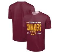 FOCO NFL Men's Officially Licensed Football Team Logo Wordmark Distressed Performance Team Color Crewneck T-Shirt, Washington Commanders - Burgundy, Large