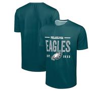 FOCO NFL Men's Officially Licensed Football Team Logo Wordmark Distressed Performance Team Color Crewneck T-Shirt, Philadelphia Eagles - Green, Large