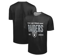 FOCO NFL Men's Officially Licensed Football Team Logo Wordmark Distressed Performance Team Color Crewneck T-Shirt, Las Vegas Raiders - Black, Medium