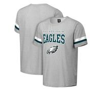 FOCO NFL Men's Officially Licensed Gray Team Color Primary Logo Arched Wordmark Performance Crewneck Short Sleeve T-Shirt, Philadelphia Eagles, S