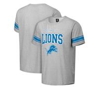 FOCO NFL Men's Officially Licensed Gray Team Color Primary Logo Arched Wordmark Performance Crewneck Short Sleeve T-Shirt, Detroit Lions, S