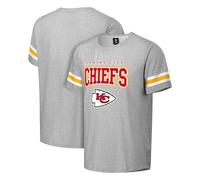 FOCO NFL Men's Officially Licensed Gray Team Color Primary Logo Arched Wordmark Performance Crewneck Short Sleeve T-Shirt, Kansas City Chiefs, Large
