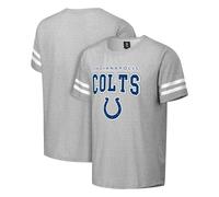 FOCO NFL Men's Officially Licensed Gray Team Color Primary Logo Arched Wordmark Performance Crewneck Short Sleeve T-Shirt, Indianapolis Colts, Medium