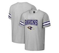 FOCO NFL Men's Officially Licensed Gray Team Color Primary Logo Arched Wordmark Performance Crewneck Short Sleeve T-Shirt, Baltimore Ravens, XL
