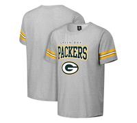 FOCO NFL Men's Officially Licensed Gray Team Color Primary Logo Arched Wordmark Performance Crewneck Short Sleeve T-Shirt, Green Bay Packers, Medium