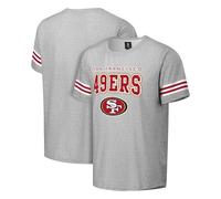 FOCO NFL Men's Officially Licensed Gray Team Color Primary Logo Arched Wordmark Performance Crewneck Short Sleeve T-Shirt, San Francisco 49ers, XL