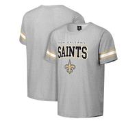FOCO NFL Men's Officially Licensed Gray Team Color Primary Logo Arched Wordmark Performance Crewneck Short Sleeve T-Shirt, New Orleans Saints, XL