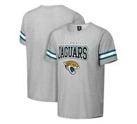 FOCO NFL Men's Officially Licensed Gray Team Color Primary Logo Arched Wordmark Performance Crewneck Short Sleeve T-Shirt, Jacksonville Jaguars, S