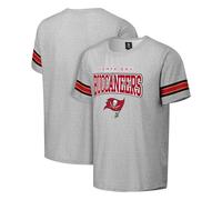 FOCO NFL Men's Officially Licensed Gray Team Color Primary Logo Arched Wordmark Performance Crewneck Short Sleeve T-Shirt, Tampa Bay Buccaneers, Large