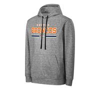 FOCO NFL Men's Officially Licensed Gray Team Color Primary Logo Wordmark Performance Victory Stripe Pullover Hoodie, Denver Broncos, Medium