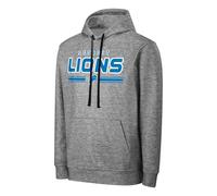 FOCO NFL Men's Officially Licensed Gray Team Color Primary Logo Wordmark Performance Victory Stripe Pullover Hoodie, Detroit Lions, Medium