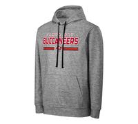 FOCO NFL Men's Officially Licensed Gray Team Color Primary Logo Wordmark Performance Victory Stripe Pullover Hoodie, Tampa Bay Buccaneers, X-Large