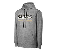 FOCO NFL Men's Officially Licensed Gray Team Color Primary Logo Wordmark Performance Victory Stripe Pullover Hoodie, New Orleans Saints, X-Large