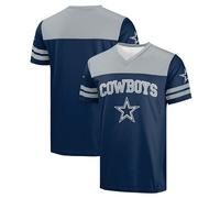 FOCO NFL Men's Officially Licensed Primary Logo Team Color Wordmark Game Day V-Neck Football Jersey, Dallas Cowboys - Navy, XL