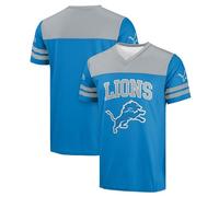 FOCO NFL Men's Officially Licensed Primary Logo Team Color Wordmark Game Day V-Neck Football Top, Detroit Lions - Blue, Large