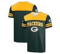 FOCO NFL Men's Officially Licensed Primary Logo Team Color Wordmark Game Day V-Neck Football Top, Green Bay Packers - Green, S