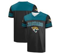 FOCO NFL Men's Officially Licensed Primary Logo Team Color Wordmark Game Day V-Neck Football Top, Jacksonville Jaguars - Black, Medium