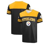 FOCO NFL Men's Officially Licensed Primary Logo Team Color Wordmark Game Day V-Neck Football Top, Pittsburgh Steelers - Black, XXL